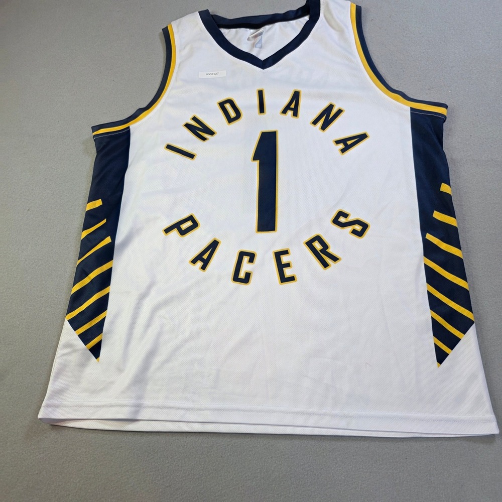 Indiana Pacers Basketball Jersey XL White Navy Yellow Caresource 1 Mesh Tank